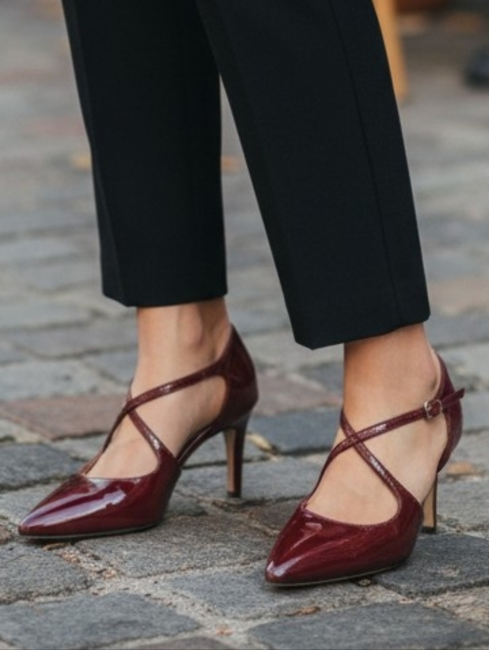 Nine West Women's Burgundy Patent Pointed Sling Pumps